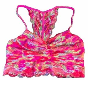 Pink Victoria Secret Lace Racerback Bra Hot Pink Size Medium